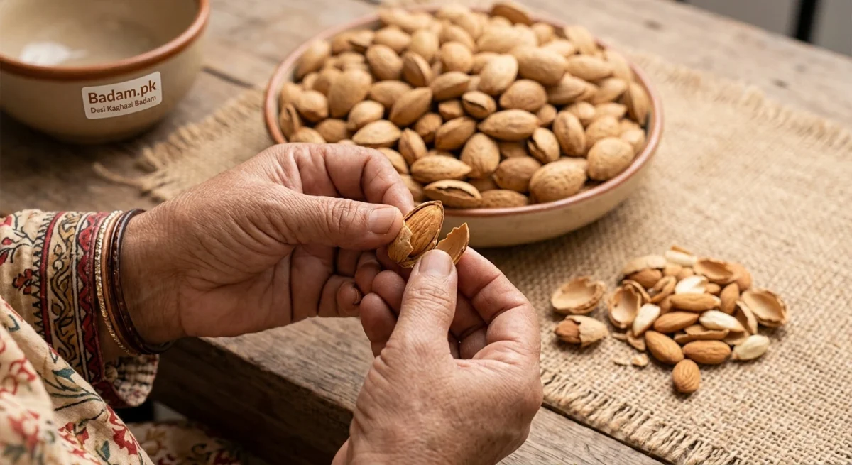 Dasi Almonds (Kaghazi Badam) with paper Shell – Traditional Desi Almonds | Hand-crackable paper-shell almonds (Badam) - Image 2